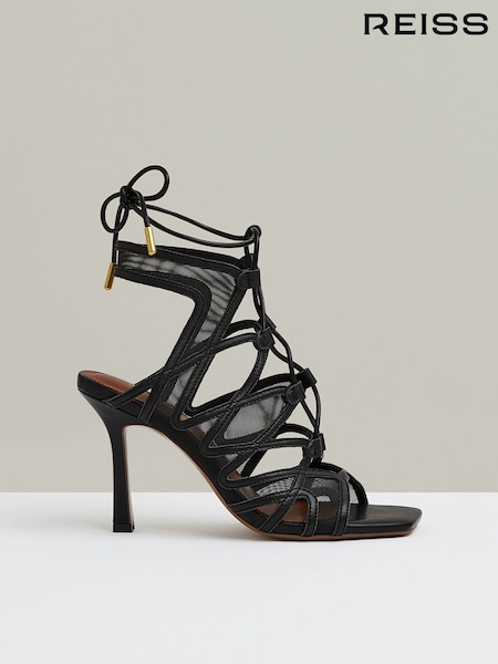 Reiss Kimberly Mesh Leather Strappy Heels (E14721) | 240 €