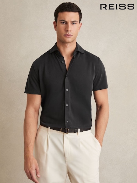 Reiss Black Robbie Modal-Blend Shirt (E14729) | €128