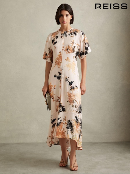Reiss Chrissy Floral Print Midi Dress (E14734) | ‏1,808‏₪