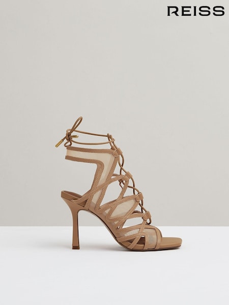 Neutraali - Reiss Kimberly Mesh Leather Strappy Heels (E14735) | €265