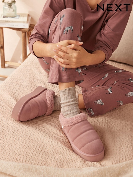 Pink Borg Flatform Shoot Slippers (E14867) | €15