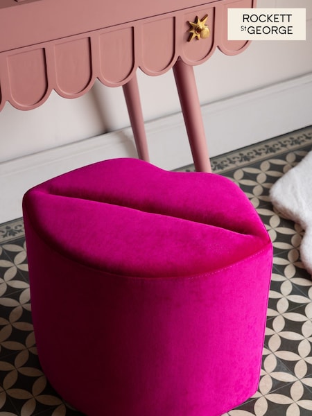 Rockett St George Luxe Needlecord Velvet Harrys Pink Lips Stool (E14954) | €157