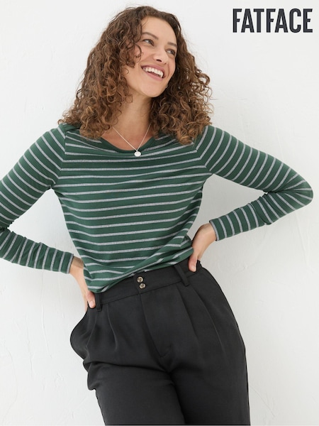FatFace Dark Teal Sparkle Breton T-Shirt (E15145) | €21