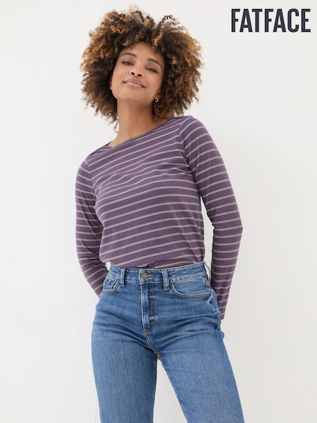 FatFace Purple Sparkle Breton T-Shirt (E15146) | €21