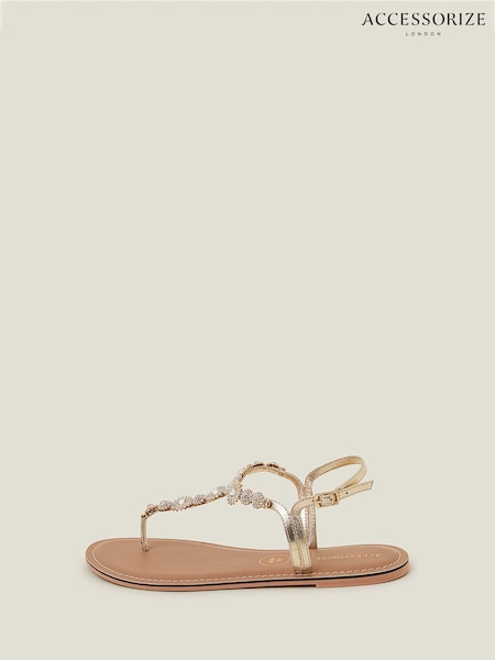 Accessorize Gold Wide Fit Rome Sparkly Sandals (E15158) | €50