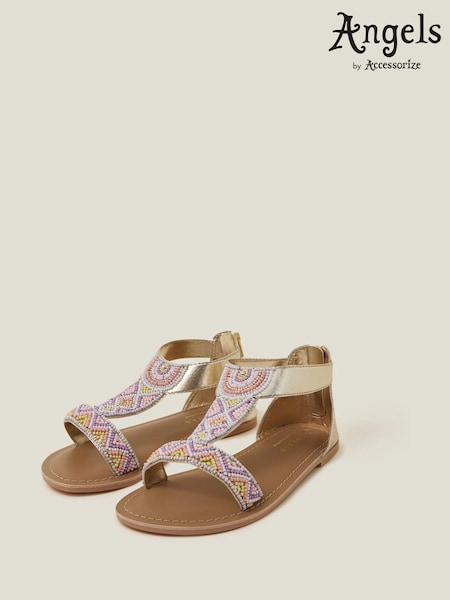 Angels By Accessorize Girls Purple Diamond Beaded Sandals (E15199) | €13