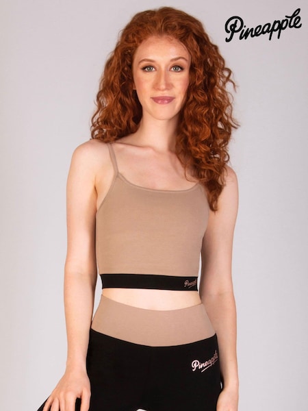 Pineapple Brown Womens Strappy Midi Crop Bra Top (E15231) | €12