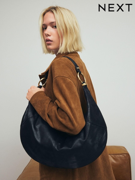 Black Large Ring Detail Shoulder Bag (E15441) | €26