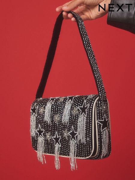 Schwarz - Velvet Star Shoulder Bag (E15473) | 31 €