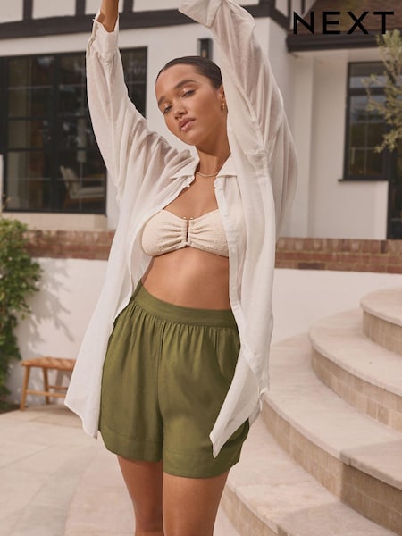 Khaki Green Pull-On Shorts (E15485) | € 10