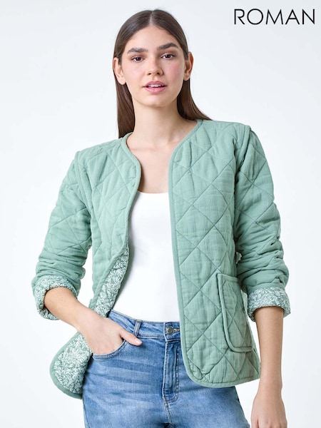 Roman Floral Print Lining 100% Cotton Quilted Jacket (E15528) | 357 LEI