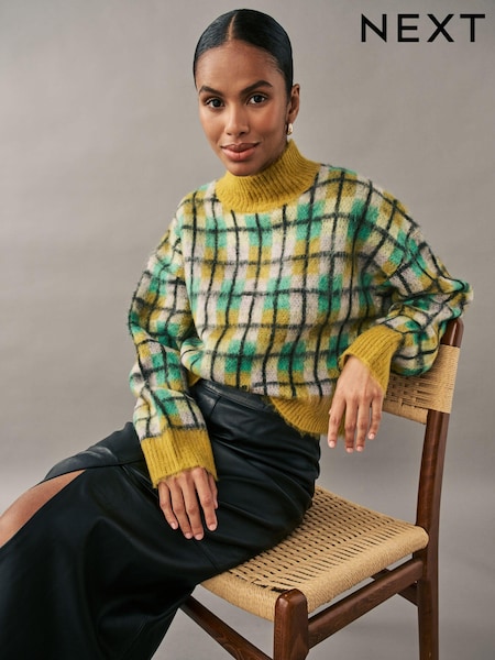 Green Yellow Soft Touch Brushed Knit Jumper with Wool (E15584) | €24