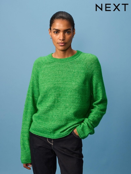 Bright Green Soft Touch Crew Neck Knitted Jumper with Alpaca (E15588) | AED33