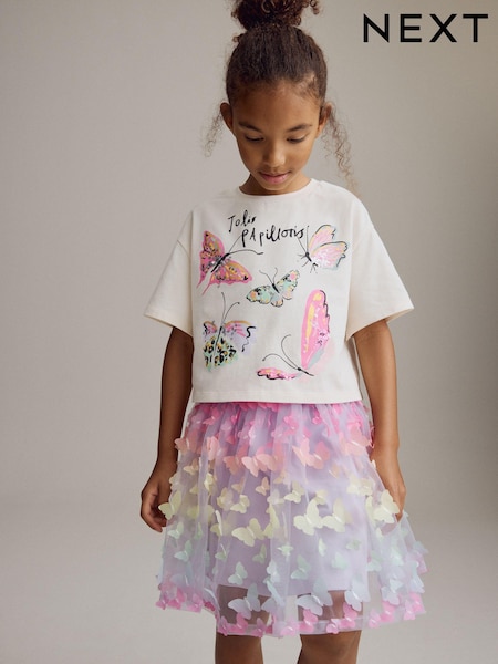 Multi Butterfly T-Shirt and Skirt Set (3-14yrs) (E15592) | 1,070 UAH - 1,318 UAH