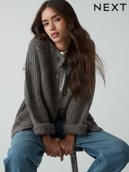 Mole Soft Touch Pocket Button Front Ribbed Knitted Cardigan (E15622) | €56