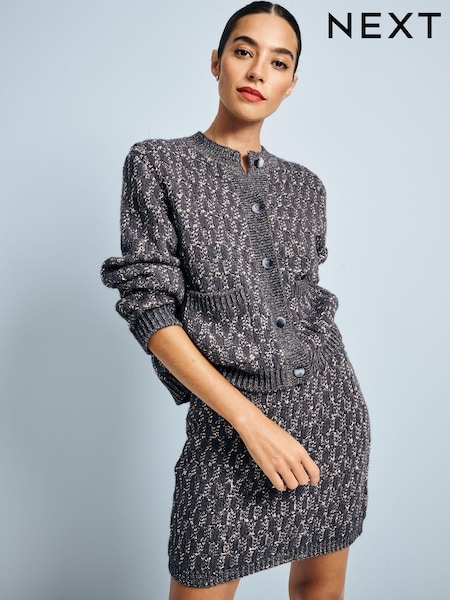 Ogleno siva - Co-ord Sparkle Pattern Knitted Cardigan (E15625) | € 28
