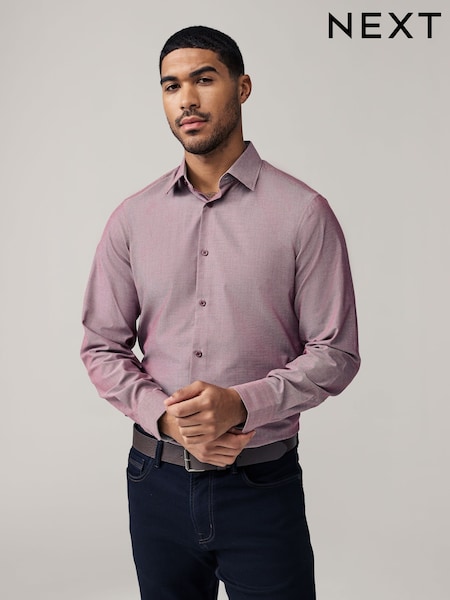 Dahlia Pink Regular Fit Trimmed Easy Care Single Cuff Oxford Shirt (E15759) | €17