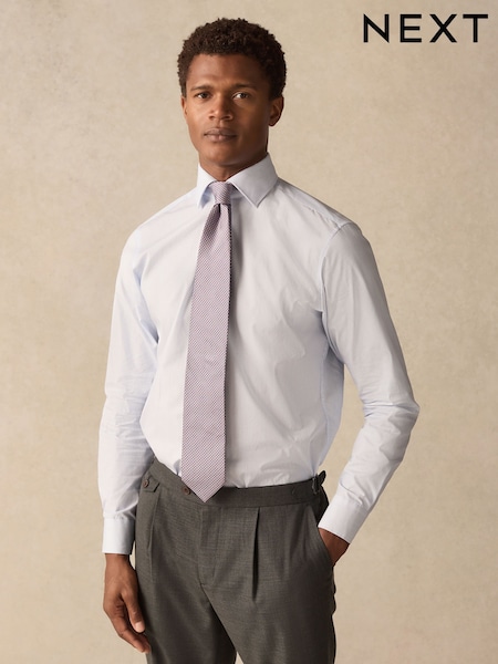 Blue Stripe Slim Fit 100% Cotton Long Sleeve Shirt (E15764) | 188 QAR