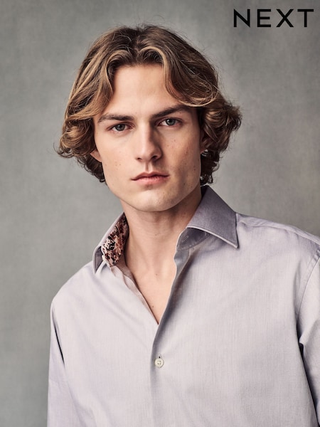 Neutraali ruskea - 100% Cotton Textured Twill Shirt (E15781) | €52