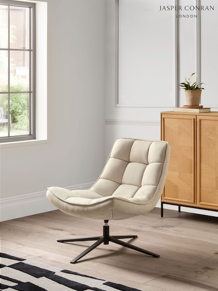 Jasper Conran London Off White Twill Milford Swivel Accent Chair (E15848) | €503