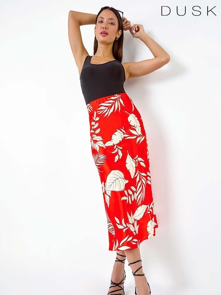 Dusk Floral Print Satin Midi Skirt (E15861) | ‏201‏₪