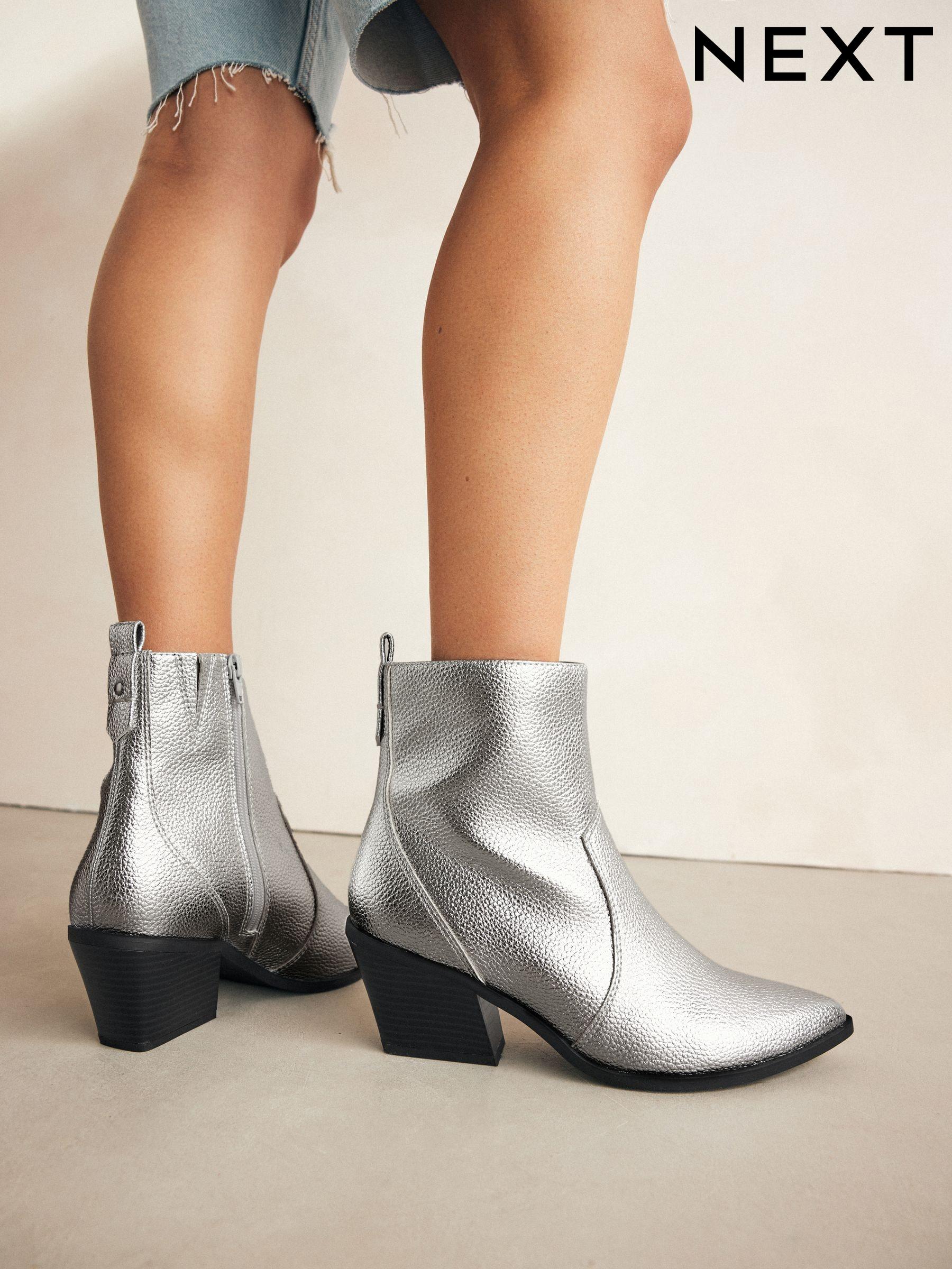 Silver ankle boots next best sale