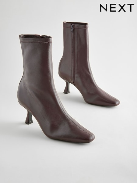 Chocolate Brown Leather Premium Ankle Sock Boots (E15874) | €69