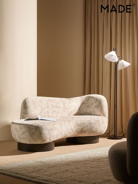 MADE.COM Natural Taupe Brushstroke Velvet Novara 2 Seater Sofa (E15881) | €882