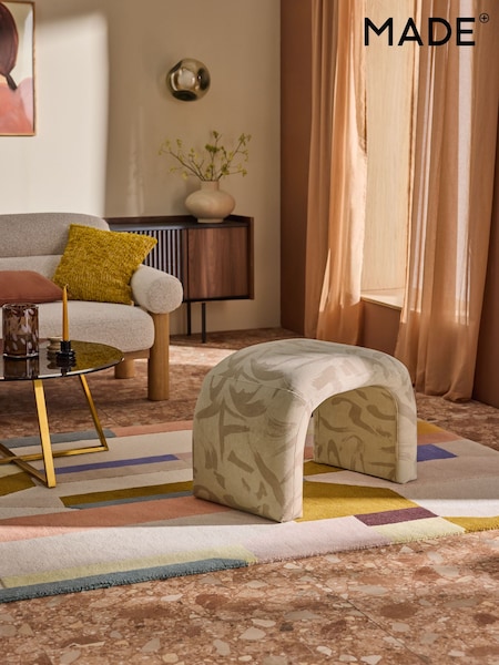 MADE.COM Natural Taupe Brushstroke Velvet Beryl Stool (E15885) | €202