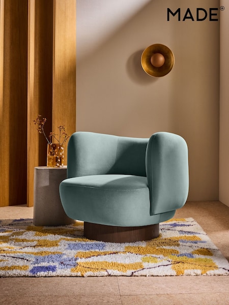 MADE.COM Steel Grey Blue Novara Swivel Accent Chair (E15892) | €473