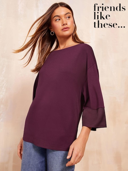 Violet - Tunică cu manșete Friends Like These Satin (E15906) | 104 LEI