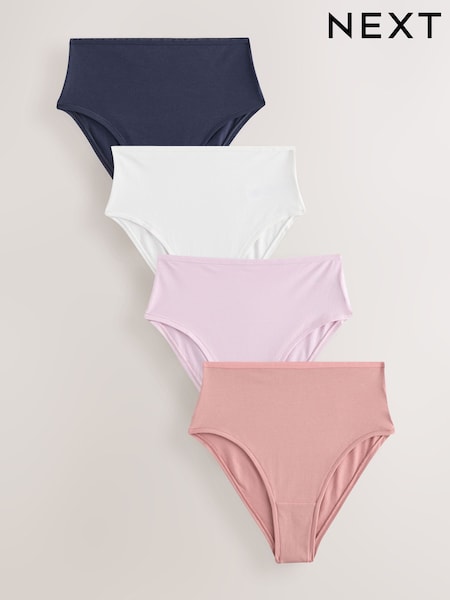 Navy/Pink/Cream High Rise High Leg Thong Modal Logo Ultimate Comfort Knickers 4 Pack (E15974) | €29