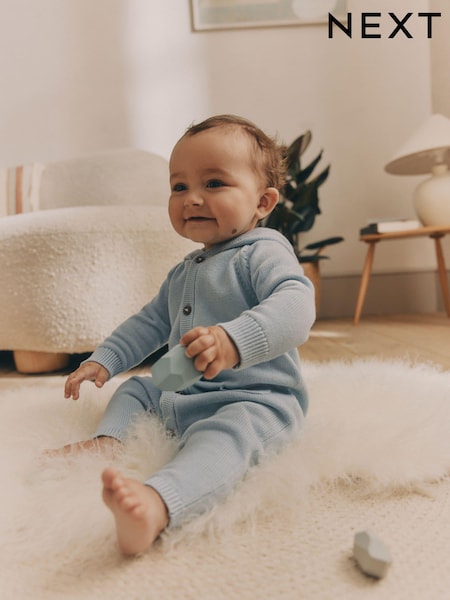 Blue Baby Knitted Hood Romper (0mths-2yrs) (E16002) | AED86 - AED97