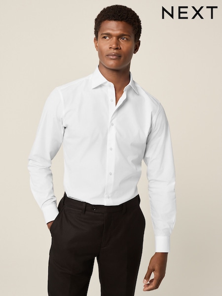White Slim Fit Cutaway Collar Easy Care Smart Shirt (E16010) | 99 QAR