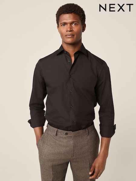 Black Slim Fit Cutaway Collar Easy Care Smart Shirt (E16015) | 817 UAH