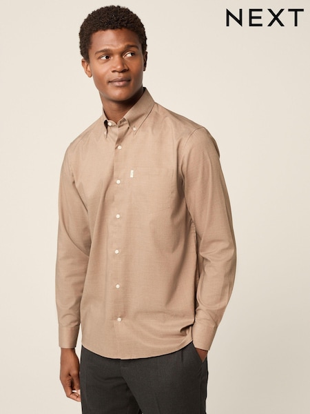 Neutral Marl Regular Fit Button Down Easy Iron Oxford Shirt (E16054) | €25