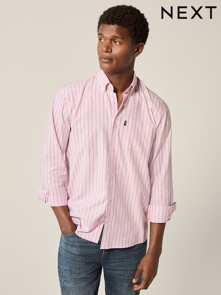 ורוד/כחול - Easy Iron Button Down Oxford Shirt (E16062) | ‏86‏₪