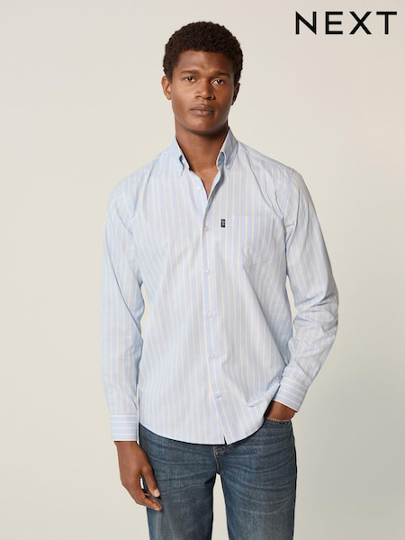 Blue/Orange Regular Fit Easy Iron Button Down Oxford Shirt (E16072) | R$ 240