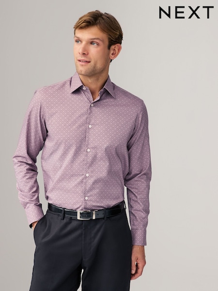 Pink Tile Print Regular Fit Easy Care Oxford Shirt (E16087) | €29