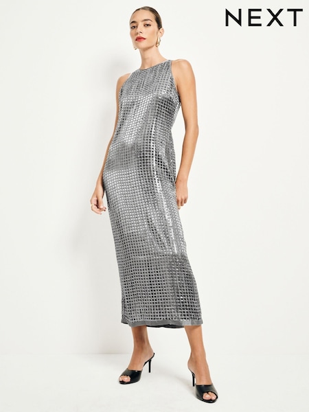 Silver Sequin Racer Midi Dress (E16144) | €49