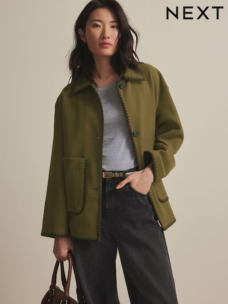 Оливково-зеленые - Embroidered Stitch Jacket (E16149) | €32