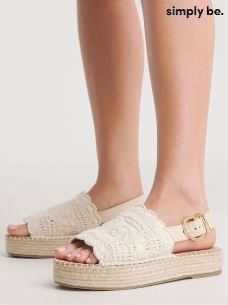 Simply Be Natural Hardware Two Buckle Strap Sandals In Extra Wide Fit (E16165) | €24