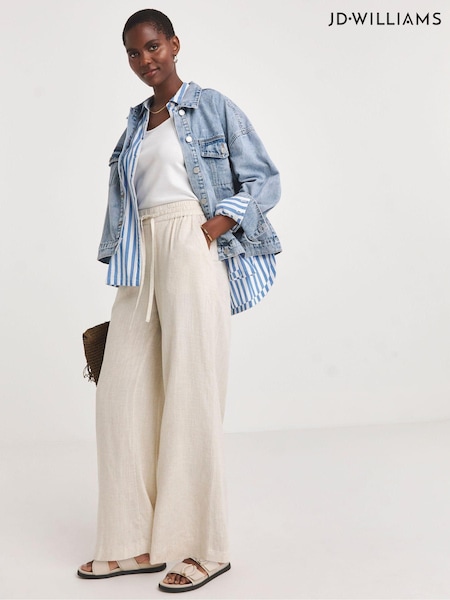 JD Williams Natural Linen Mix Wide Leg Trousers (E16179) | €23