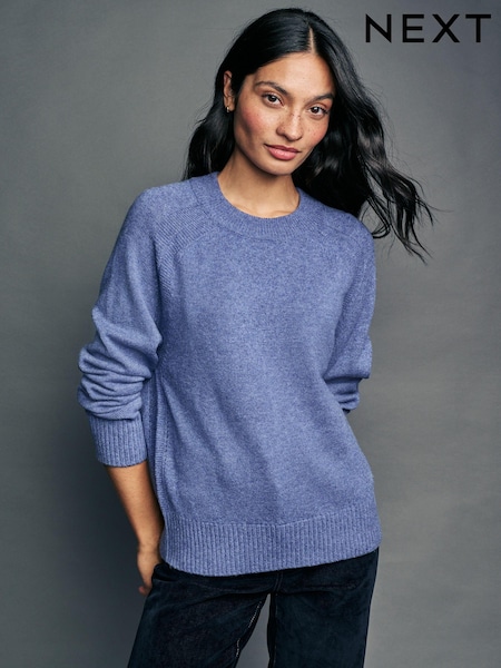 Albastru - Premium 100% Lambswool Crew Neck Jumper (E16185) | 178 LEI