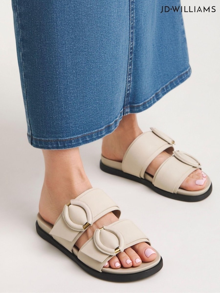 Anthology By JD Williams Natural Leather Slides in Wide Fit (E16200) | €38
