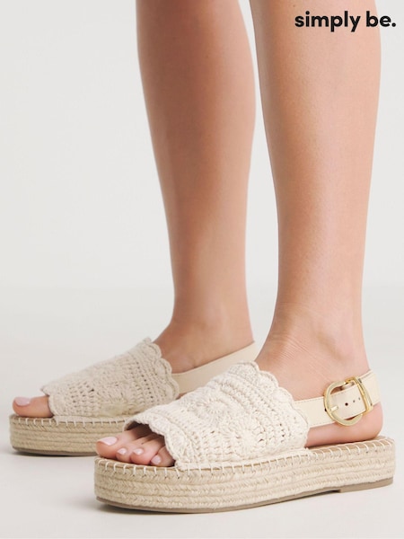 Simply Be Natural Slingback Flatform Open Toe Espadrilles in Wide Fit (E16326) | €21.50