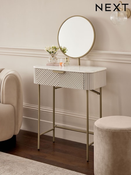Light Grey Valencia 1 Drawer Solid Mango Wood Dressing Table (E16327) | €675