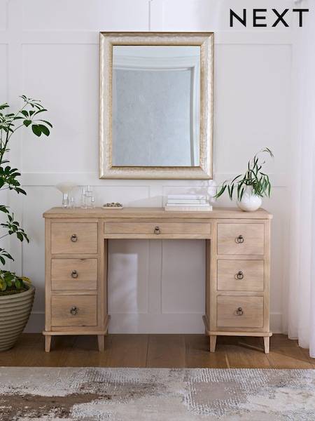 Light Natural Sadie Solid Mango Wood 7 Drawer Console Dressing Table (E16332) | €800