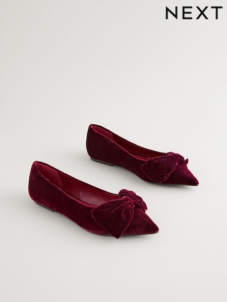 Berry Red Forever Comfort® Point Toe Bow Ballerinas (E16492) | €20