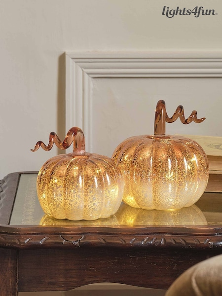 Lights4fun Set Of 2 Led Ombre Pumpkins